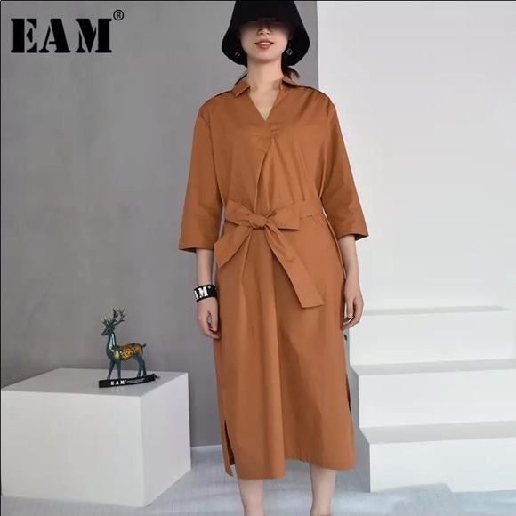Spring 2019 Midi , waist adjustable dress in rust - Picture 6 of 6